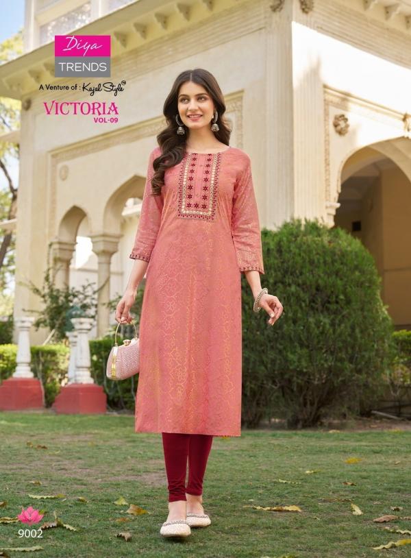 Victoria Vol 9 Diya Trends Classy Rayon Printed Kurti Collection